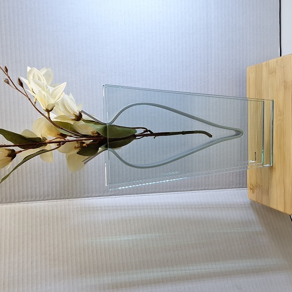 #AFF Mid century modern thick glass vase with metal center - Picture 3 of 5